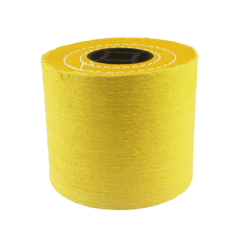120mm x 100mm Cotton Surface Conditioing Drum, 3/4'' Quad Keyway Cotton Buffing Polishing Wheel for Drawing Machine (Yellow) Yellow Cotton Burnishing Drum