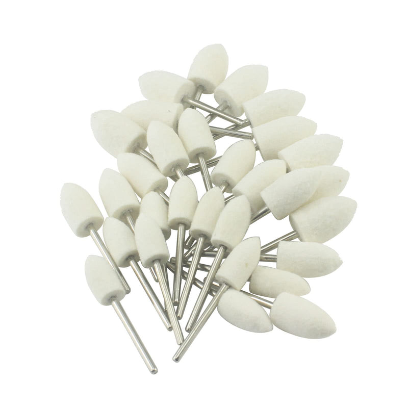 30 Pcs Wool Felt Polishing Bits, 3/32 Inch Shank Cone Shape Wool Polishing Points for Rotary Tool (8mm,10mm,12mm)