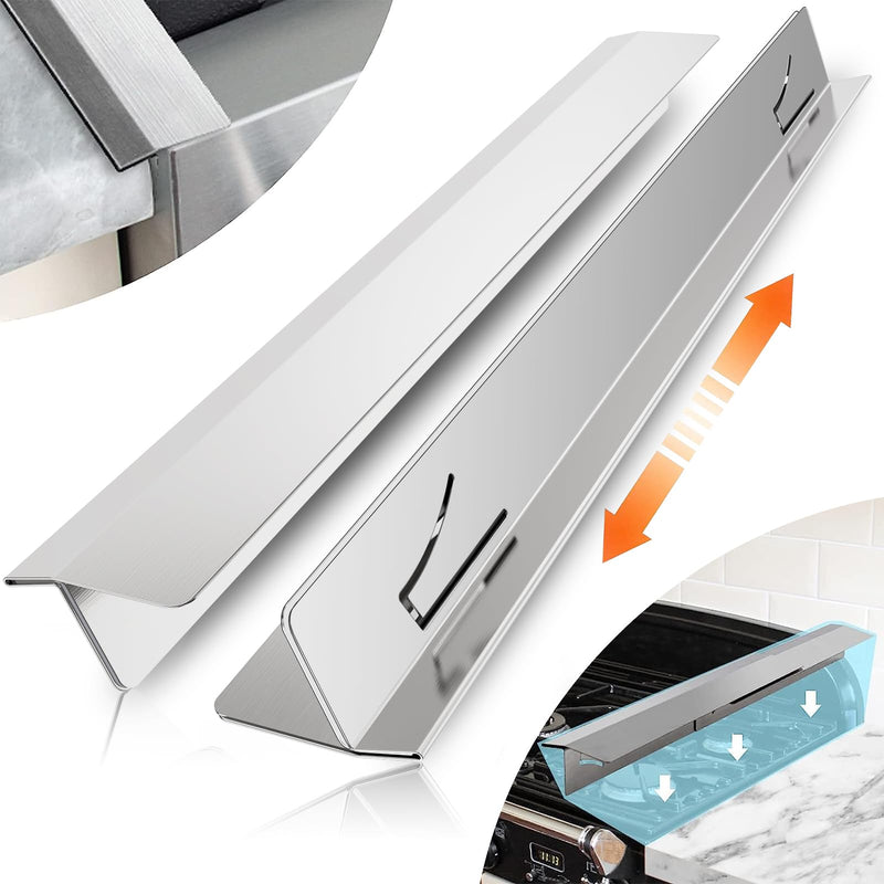 2PCS Kitchen Stove Counter Gap Covers, Stainless Steel Gap Cover, Cooktop Trim Kit, Stove Gap Guards, Oven Gap Filler, Heat Resistant & Effectively Protect Stove Gap Filler(13.8"-27.5" Silver) 13.8-27.5 inch