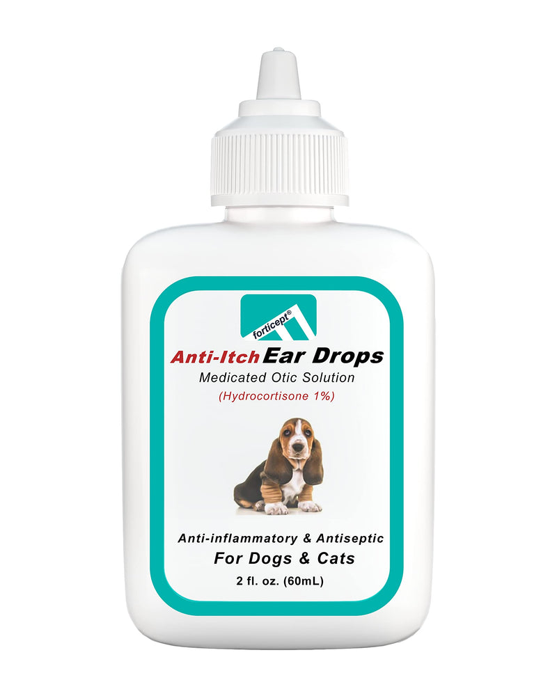 Forticept Dog and Cat Ear Infection Treatment, Dog Ear Drops with 1% Hydrocortisone 2 oz Ear Medicated Drops - PawsPlanet Australia