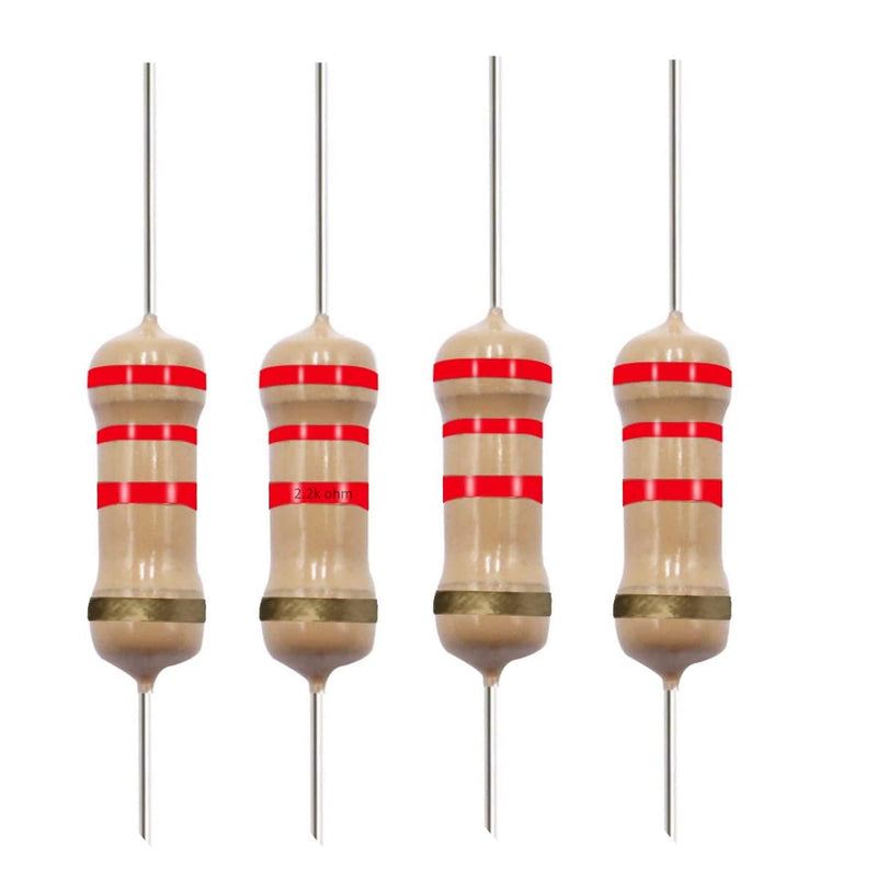 2.2K Ohm Carbon Film Single Fixed Resistor 1/2 W (0.5 Watts) 5% Tolerance, (2.2K R, 2.2K ohm, 2.2K Ω) Resistor (40 Pack) 40