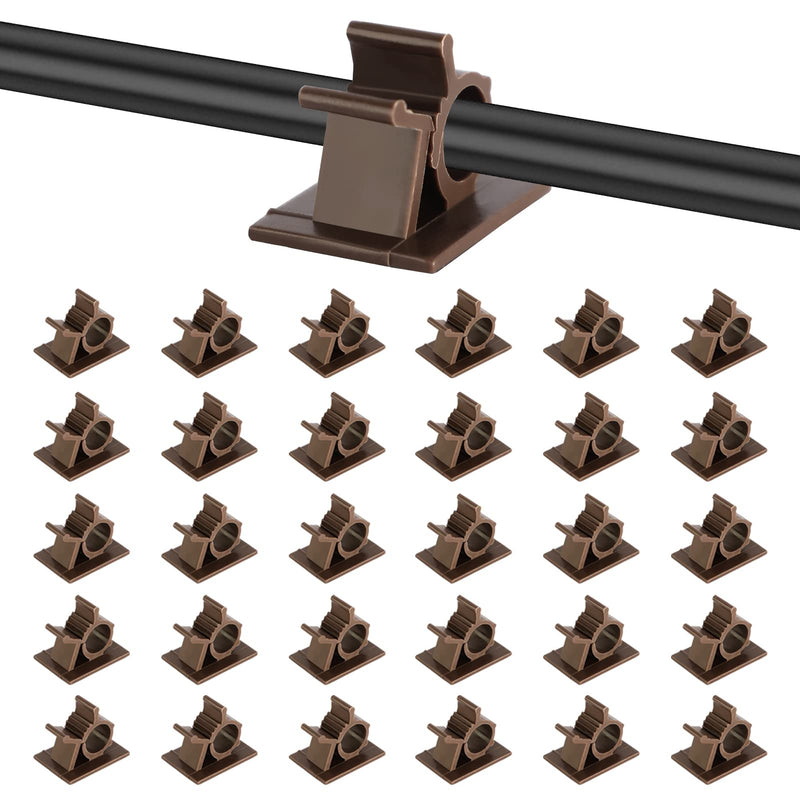 Viaky Adjustable Cable Clips, 30 Pcs Brown Adhesive Holder Ideal Cord Winder Management for Organizing Wires-Car Home Office and Desk Nightstand for 0-0.4''(10mm) cable 30brown
