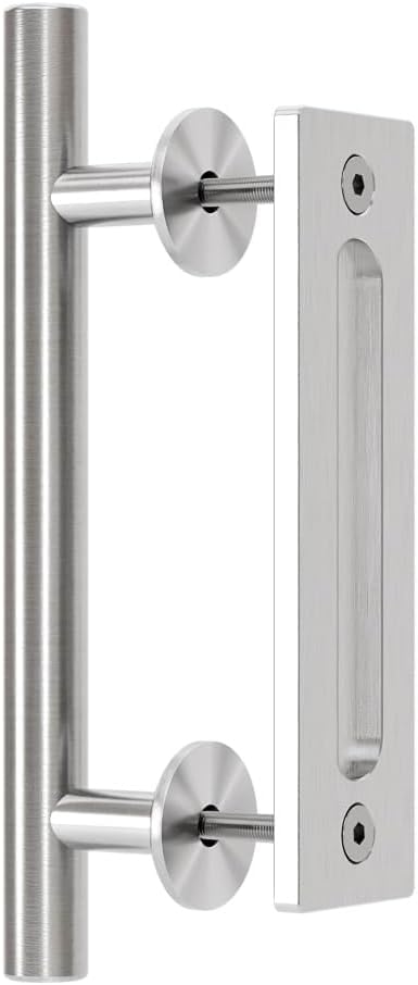 9.5''/24CM Sliding Barn Door Handle Double Sided Pull and Flush Barn Door Embedded Invisible Stainless Steel Stainless Steel 9.5''/24CM