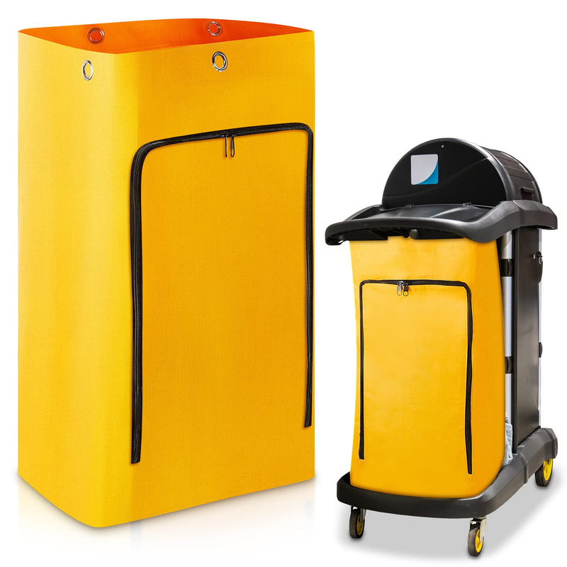 Cleaning Cart Bag Zippered Front Replacement Janitorial Cart Bag 24 Gallon Large Capacity Commercial Cleaning Bags for Cleaning Cart Housekeeping Carts, Yellow (26.5 x 15.5 x 10.5 Inch) 26.5 x 15.5 x 10.5 Inch