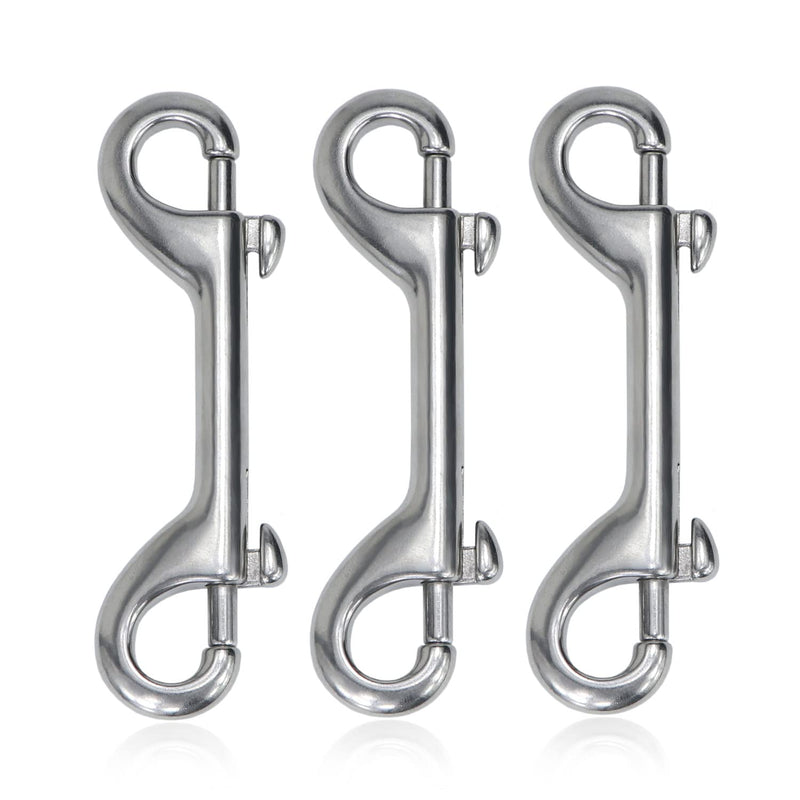 Wontee Double Ended Bolt Snaps 316 Stainless Steel Snap Hooks Spring Hooks for Dog Leads, Keyrings, Pet Food/Water Buckets, Gate Lock, Connecting Chain Link Fence, 3 Packs (4-1/2" (115mm)) 4-1/2" (115mm)