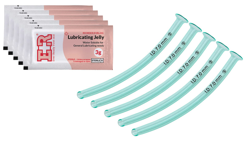 Ever Ready First Aid Nasopharyngeal Airway (NPA) with Packet of Lubricant Jelly 3g (5 Count (Pack of 5))