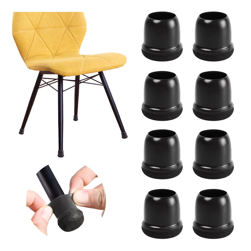 20 Pcs Black Extra Small Chair Leg Floor Protectors for Hardwood Floors, Upgraded Rubber Chair Leg Caps with Felt, Furniture Leg Feet Covers Protect Floor from Scratches Reduce Noise (Fit 0.55"-0.75") 01 Black X-Small (Fit 0.55"-0.75")