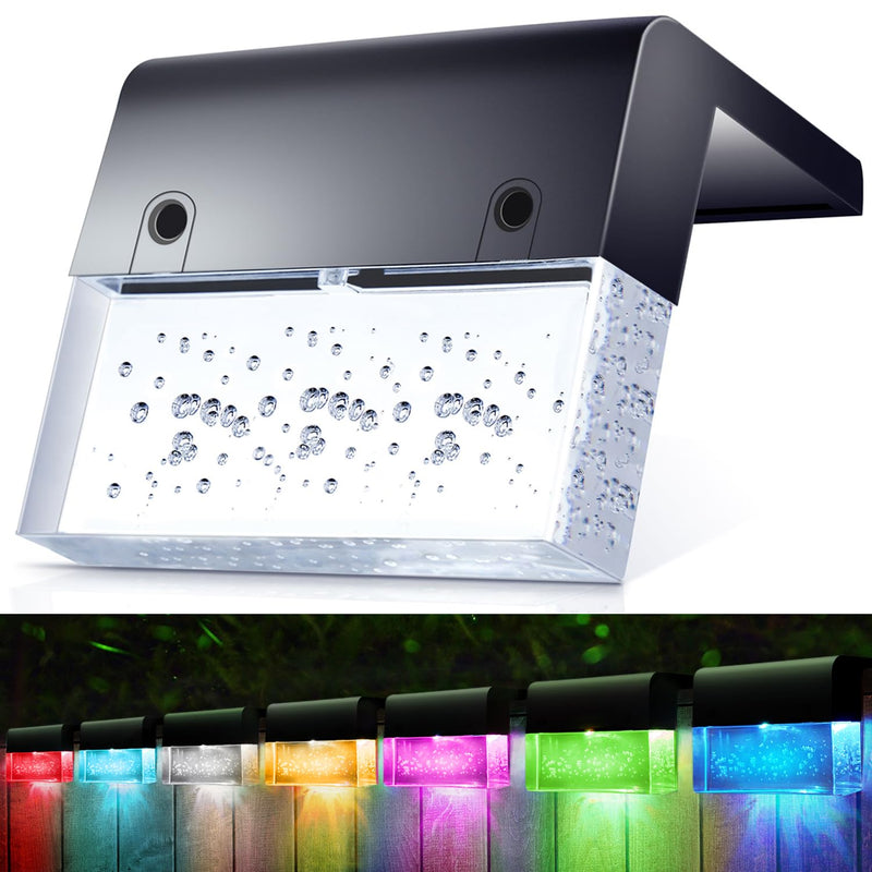 SUNFACE 8 Pack Solar Step Lights, 2 Modes - Acrylic Bubbles LED Super Bright Waterproof Solar Deck Fence Step Pool Backyard Decor (Warm White/7 Color)