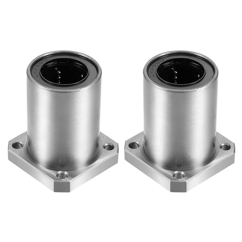 Linear Ball Bearings, LMK25UU 25mm Square Flange Linear Motion Bushing Double Side Rubber Sealed for 25mm Linear Shaft CNC Machine 3D Printer 2 Pack Standard