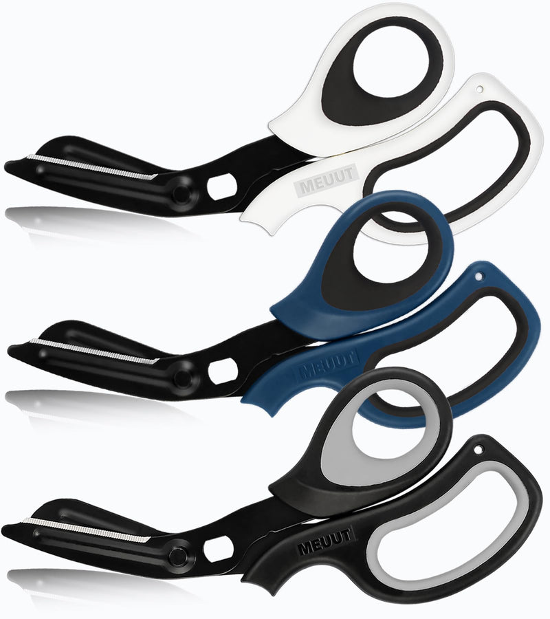 MEUUT 8 inches All Purpose Scissors Multipurpose Heavy Duty Shears, Forged Stainless Steel Utility Scissors Industrial Shears Kitchen Scissors for Household, outdoors, EMT Black+navy+white