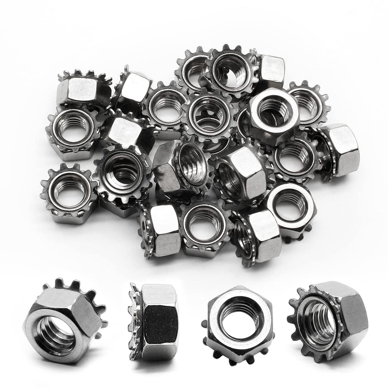Litoexpe 50 Pieces K-Lock Nuts with External Tooth Washer, #10-32 Stainless Steel Kep Lock Nut