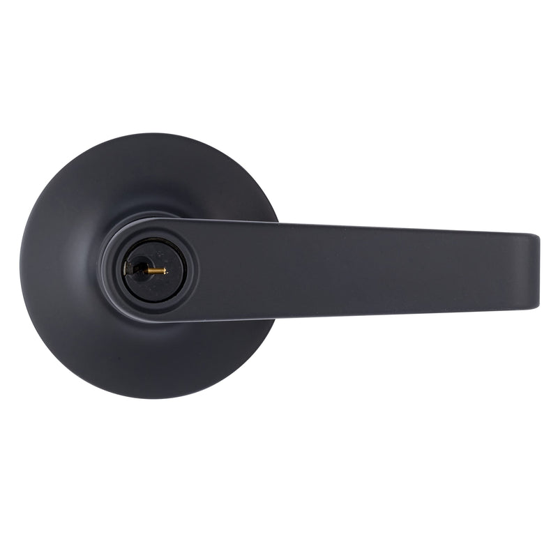 BRINKS Commercial - Light Duty Keyed Door Entry Storeroom Lever, Matte Black Finish - Meets ANSI Grade 2 Standards and is ADA Compliant 1 Pack Keyed Entry Storeroom Lever