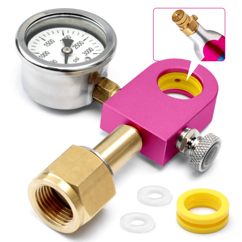 Soda Refill Adapter for Filling Soda maker pink Co2 Cylinder, CO2 refilling Adapter Compatible with DUO Terra Art pink soda Cylinder, Purple upgraded Purple with Big Pressure Gauge