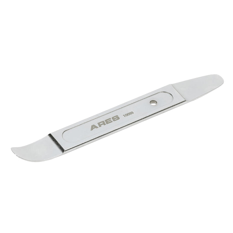 ARES 10099 - Compact Double End Metal Skin Wedge Prybar Tool - Durable Prybar Removes Trim, Paneling, Fasteners, and More - Compact Design with Curved and Straight Ends for Increased Versatility Compact Double End Skin Wedge Pry Tool