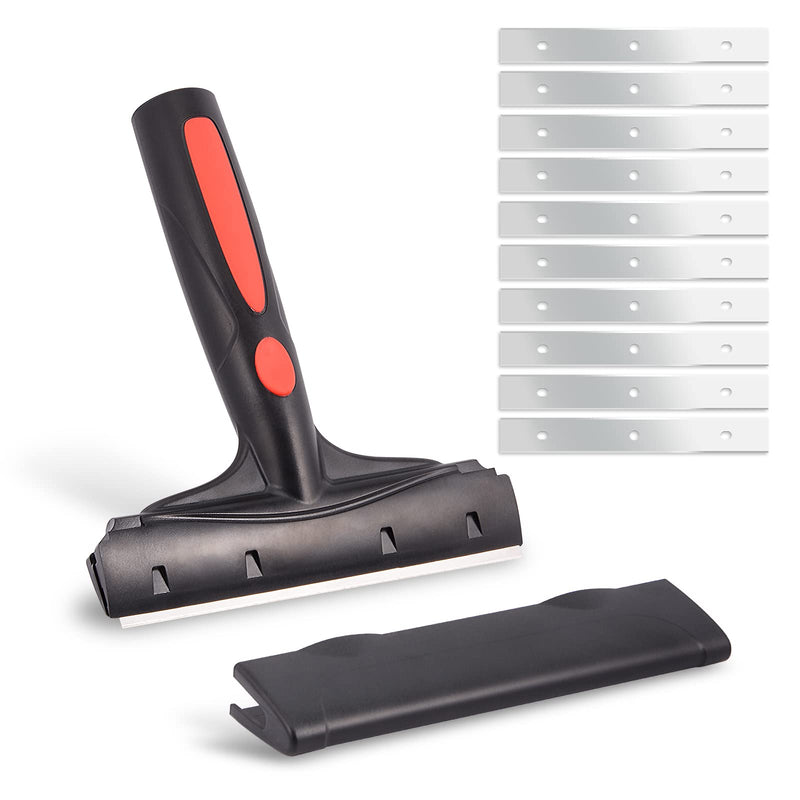 EHDIS Razor Blade Scraper, 6" Scraper Adhesive Remover Tool with 10 Double-Edge Blades for Cleaning Paint, Caulk, Adhesive, Label, Decal, Sticker from Window, Glass, Tile, Floor, Stove Top 068