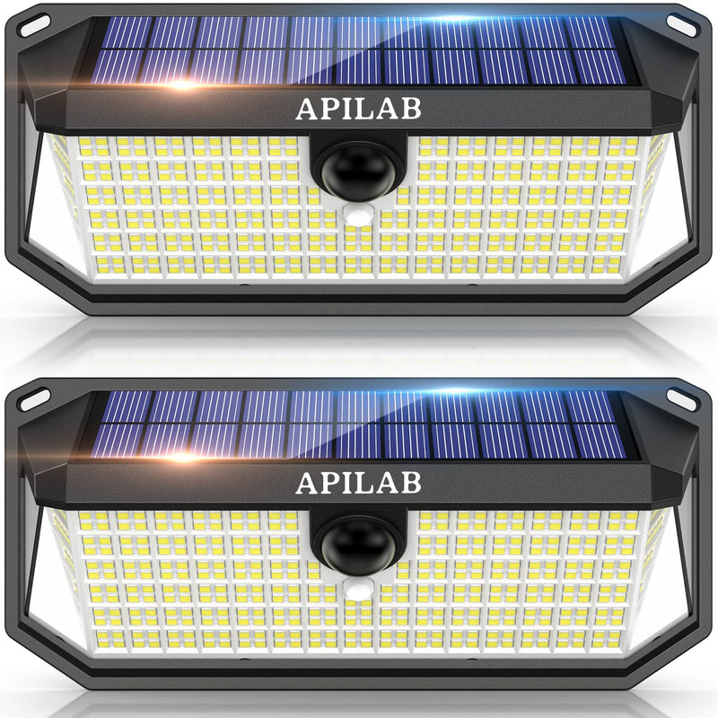 Solar Outdoor Lights, 416 LED 4000LM Motion Sensor Outdoor Lights, 3 Mode Solar Security Lights with 270°Wide Angle, IP65 Waterproof Solar Powered Wall Lights for Outside Yard Garage Deck Fence 2 Pack