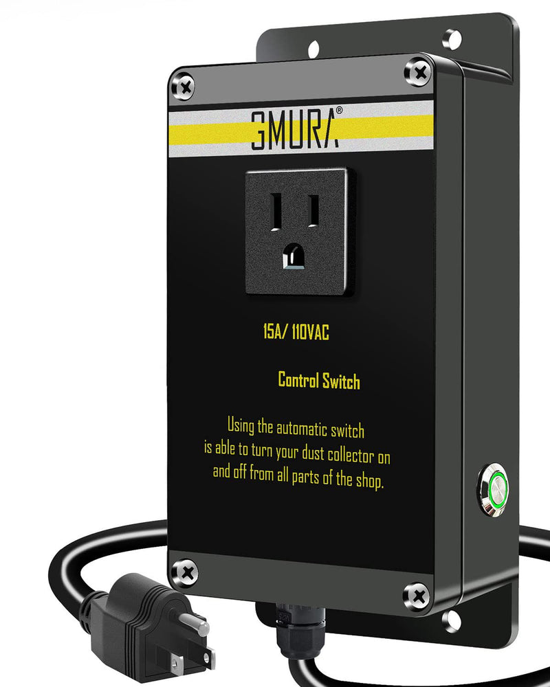 110V Automatic Vacuum Dust Collector Starter Outlet Switch, with 2Pcs 50CM Power Cord & Manual On/Off Switch, for Home or Woodworking Place Dust Extractor 110V