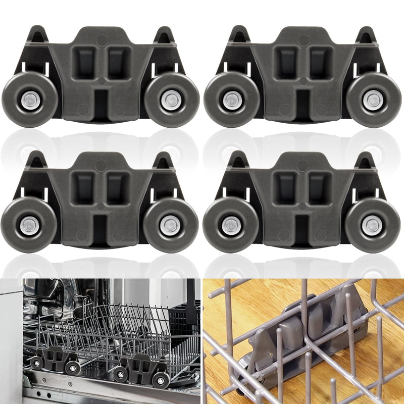 Dishwasher Wheels Lower Rack Upgraded Compatible for Whirlpool/Kenmore/Maytag/Kitchenaid. Replace Dishwasher Rack Wheels Parts of W10195416,W10579095A,PS11722152,W10195420,W10311123B,AP5983730(4PACK) Small