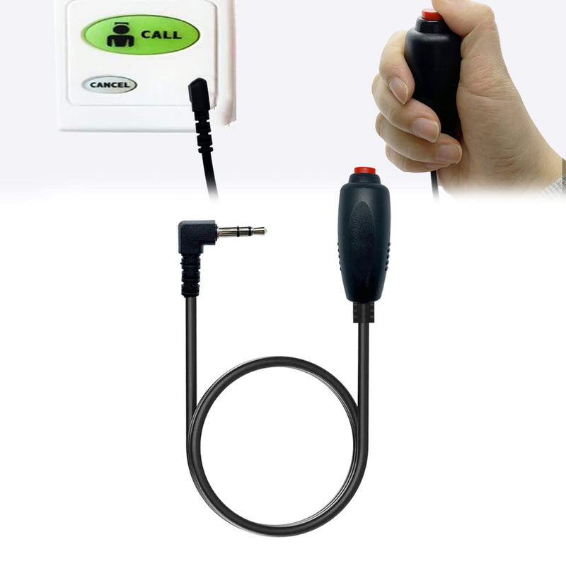 Replacement Nurse Call Cord, Red Button Momentary Call Cable for Nurse Station, 6.35mm Plug, 7 Feet, Black (1 PCS)