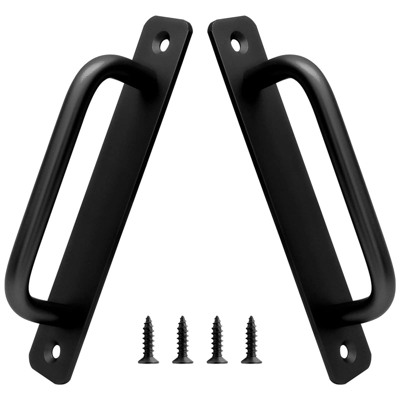 Piutouyar 2 Pack Aluminum Alloy Sliding Barn Door Handle, 128mm / 5 Inch Hole Center Gate Door Handle, Closet Door Pulls with Plate for Kitchen, Cabinet, Bathroom, Closet, 5.9 Inch Long（Black） Black-5.9"