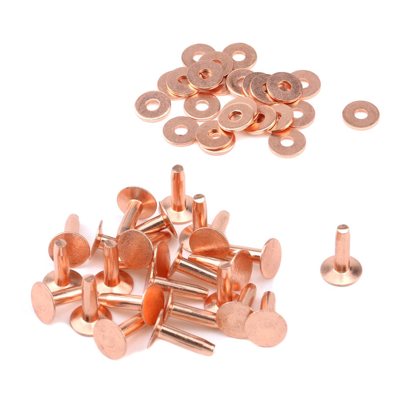 Crapyt 25 PCS Copper Rivets 0.35"×0.51"×0.12" Leather Copper Rivet Fastener is Suitable for Leather Products Such As Belt and Wallet Solid Copper Rivets With Burrs-Stirrup 0.35"×0.51"×0.12"