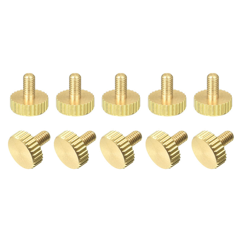 uxcell 10Pcs Brass Knurled Thumb Screws, M3x6mm Flat Grip Bolt Knobs Fasteners for Electronic, Mechanical 10