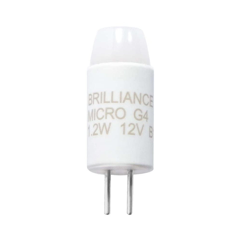 Brilliance Micro G4 Bi-Pin Low Voltage 12V LED Landscape Lighting Replacement Lamp Bulb, 1.2 Watt, 2700K Warm White, Dimmable 95 Lumens, Replaces 10W Halogen (1 Bulb)