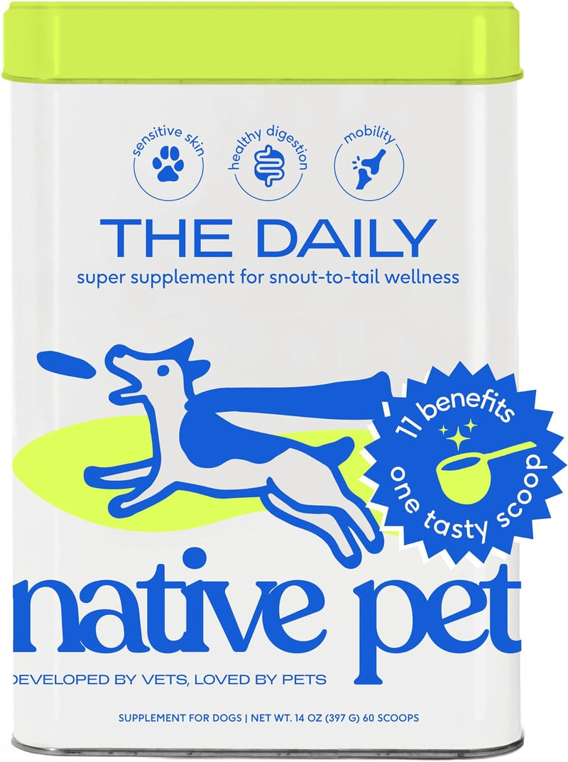 Native Pet | The Daily Dog Supplement | 10 in 1 Multivitamin for Dogs | Dog Vitamins and Supplements | Supplement for Mobility, Energy, Gut, Skin & Coat | 16 Active Ingredients | 3.9 oz - PawsPlanet Australia