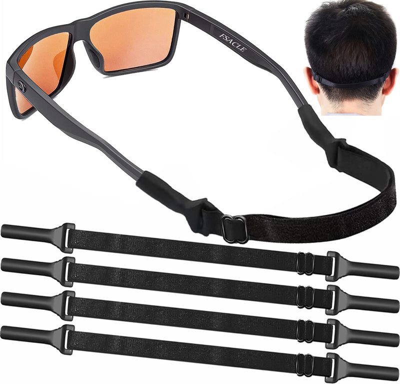 Adjustable Glasses Strap - Upgrade 4 Pack No Tail Eyeglass Straps, Universal Fit Rope Eyewear Retainer, Sport Unisex Sunglass Retainer Holder Strap (Black,13 inch) Black 2