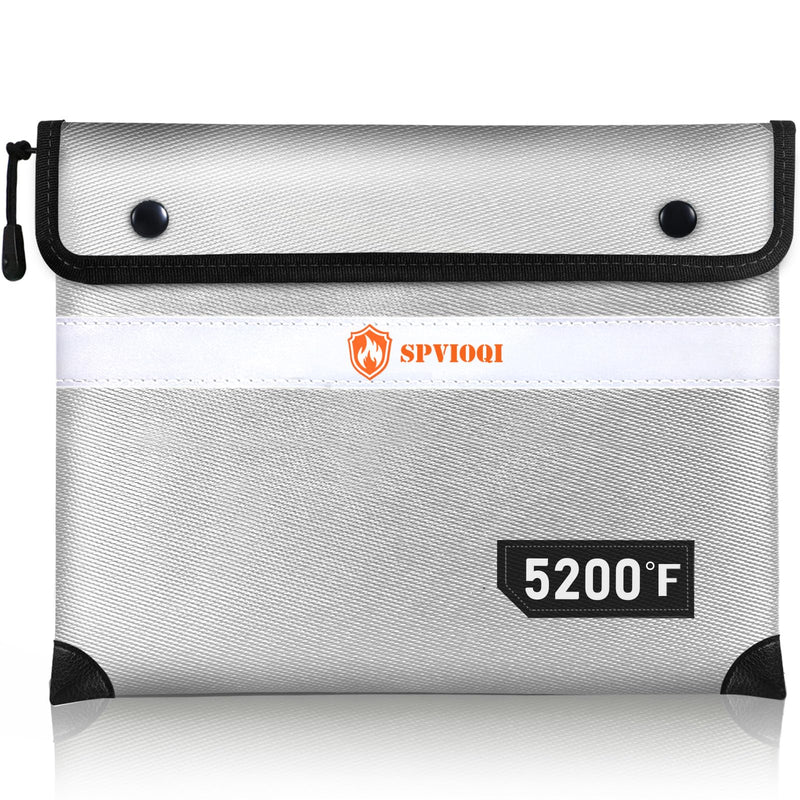 Upgraded Fireproof Document Bag 5200°F, 14.2” X 11” Waterproof Fireproof Bags with Zipper, 8 Layers of Heat Insulated Materials, Fireproof Money Bag for Cash, Documents and Valuables fire bags Silver Gray 14.2" x 11" - NewNest Australia