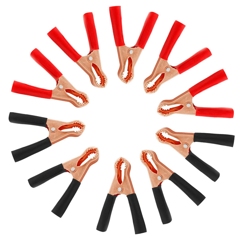 10Pcs 50A Insulated Alligator Clips Electrical Heavy Duty Alligator Clamps, Battery Replacement Cable Metal Spring Loaded Jumper Clips for Car Auto Vehicle Boat (Red & Black）