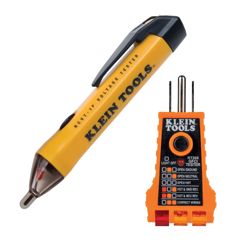Klein Tools NCVT1PKIT Electrical Tester Kit with Non-Contact Low Voltage Tester, 50 to 1000V AC and GFCI Receptacle Tester, 2-Piece NCVT Kit