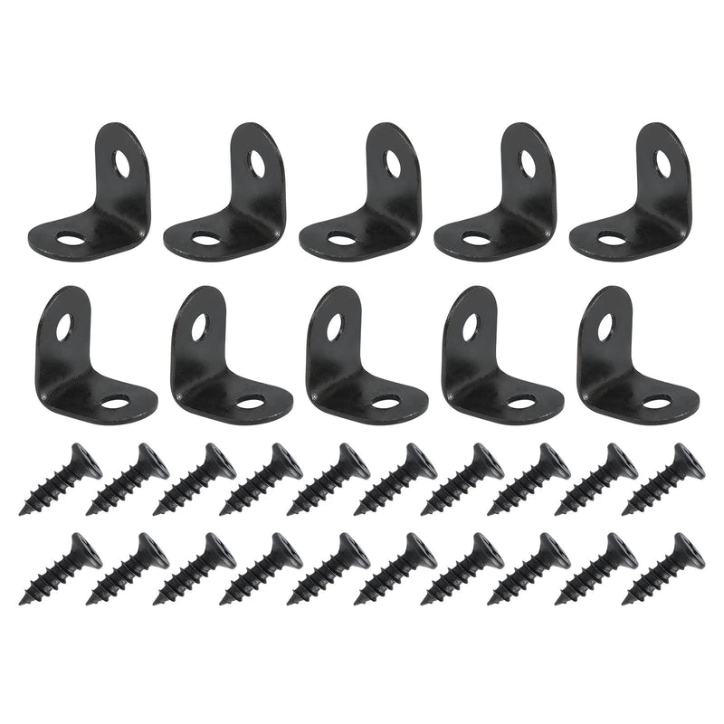 0.47"x0.47"x0.35"(LxWxH) L Bracket Corner Braces -12Pack- Good for Mending Wooden Furniture - Metal Right Angle Brackets W/Screws - Black 0.47"x0.47"x0.35" 10