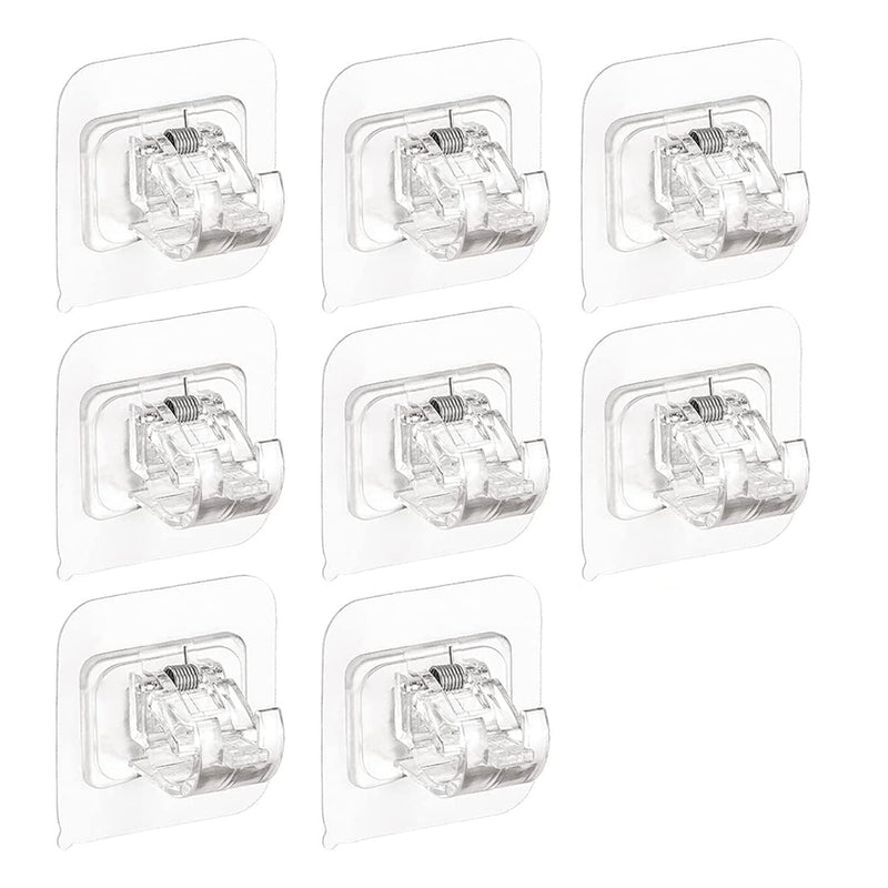 Curtain Rods Bracket No Drilling, 8 PCS Self Adhesive Curtain Rod Holders Nail Free Adjustable Curtain Hangers for Home Bathroom Kitchen and Hotel Use (Transparent) - NewNest Australia