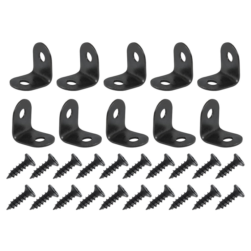 0.47"x0.47"x0.35"(LxWxH) L Bracket Corner Braces -60Pack- Good for Mending Wooden Furniture - Metal Right Angle Brackets W/Screws - Black 0.47"x0.47"x0.35" 60