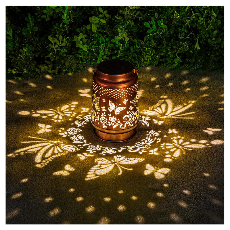 Solar Lanterns Outdoor Waterproof Butterfly Garden Decor Lantern Birthday Gifts for Women Mom Grandma, Hanging Solar Lights Metal Solar Decoration Outside for Yard, Patio, Backyard, Porch 1 Pack Butterfly