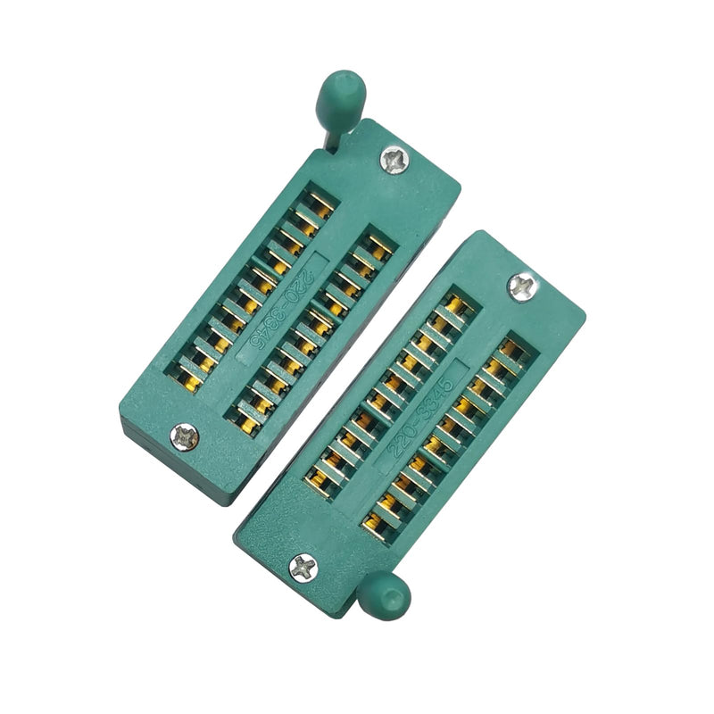 2Pcs 20Pin 2.54mm ZIF Zip IC Test DIP Board Socket Universal Gold Plated feet 20pin 2pcs
