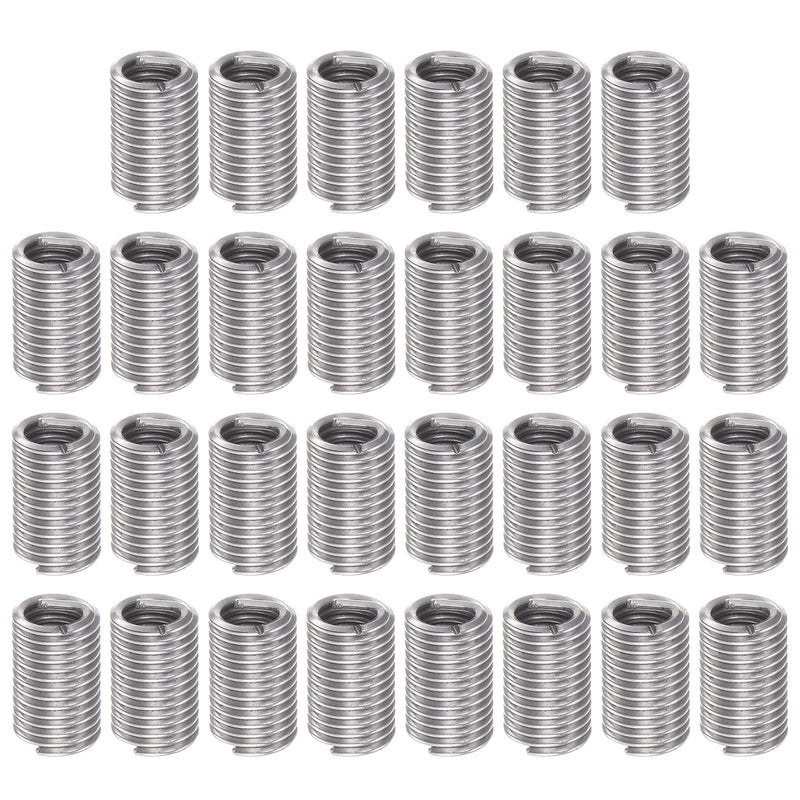 HARFINGTON 30pcs Wire Threaded Inserts 8#-32 UNC 3D 12.6mm 304 Stainless Steel Helical Coiled Wire Thread Sleeve