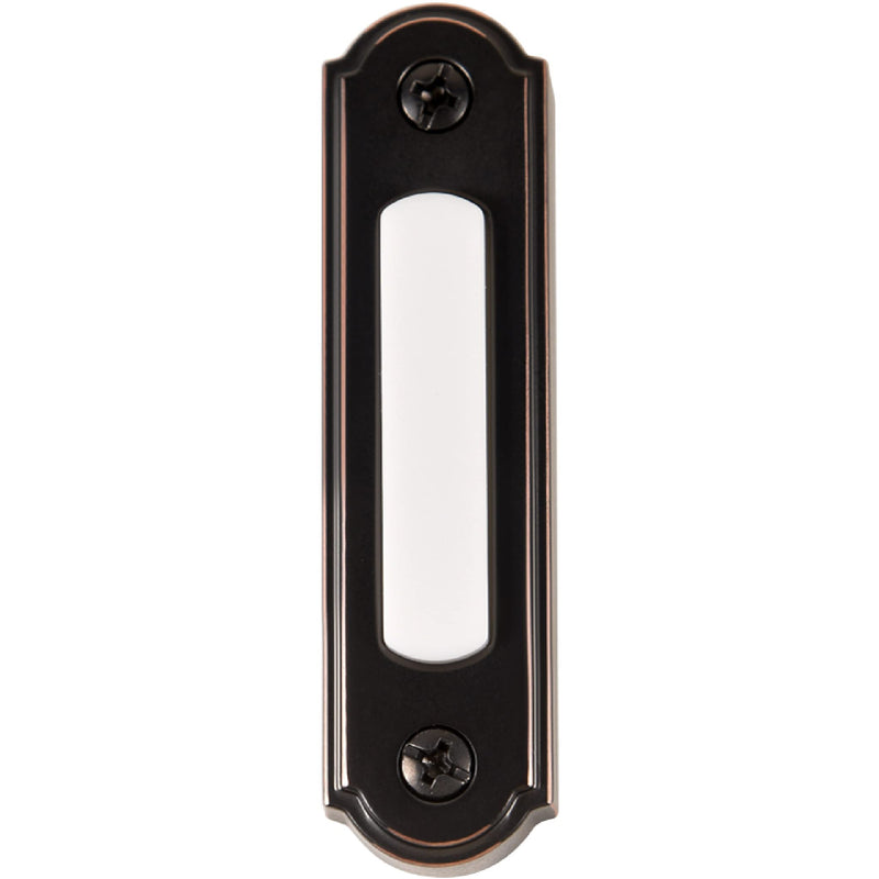 Newhouse Hardware LED Lighted Metal Door Chime Push Button (Oil-Rubbed Bronze) | Surface Mount Lighted Door Bell Button | Replacement Wired Doorbell Button for Most Door Bell Chimes Oil-Rubbed Bronze
