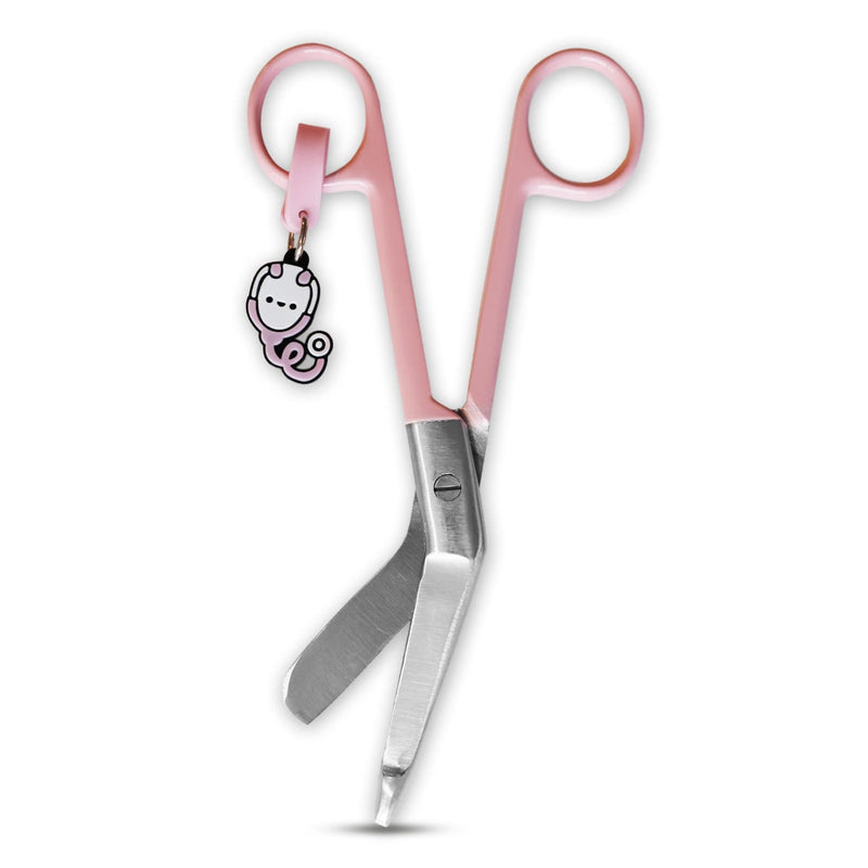 Nursing Scissors - Medical scissors- Blunt Tip Scissors - Stainless Steel - Design - Distinctive Keyring (Pink) Pink