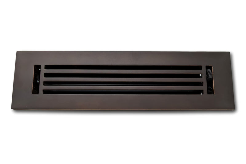 Madelyn Carter 2 x 12 Cast Aluminum Linear Bar Vent Cover with Damper - Oxidized Bronze (Overall: 3.75 x 13.5) | Floor Register - Wall Register