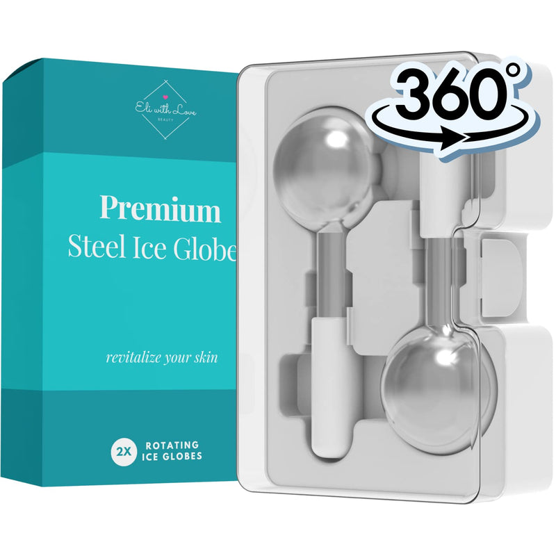 Ice Globes for Facials by Eli with Love - 360 Rotating Unbreakable Steel Ice Globes with Carry Case - Professional Esthetician Supplies - Ice Roller for Face and Eyes - Ideal Skincare Tool for Facials - NewNest Australia