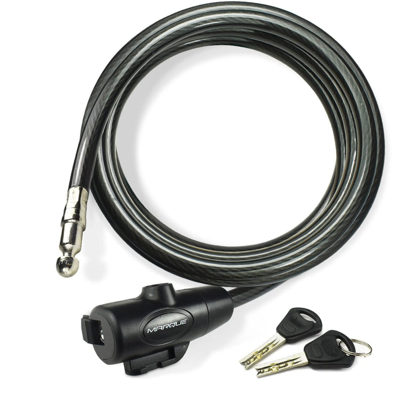 MARQUE Bike Lock with Key – 3/8” (4Ft, 7Ft, 15Ft, 25Ft) Straight Cable Locks with Keys, Anti-Theft Security Cable for Bicycles, Scooters, Kayaks, Paddle Boards, Gates 15 FT