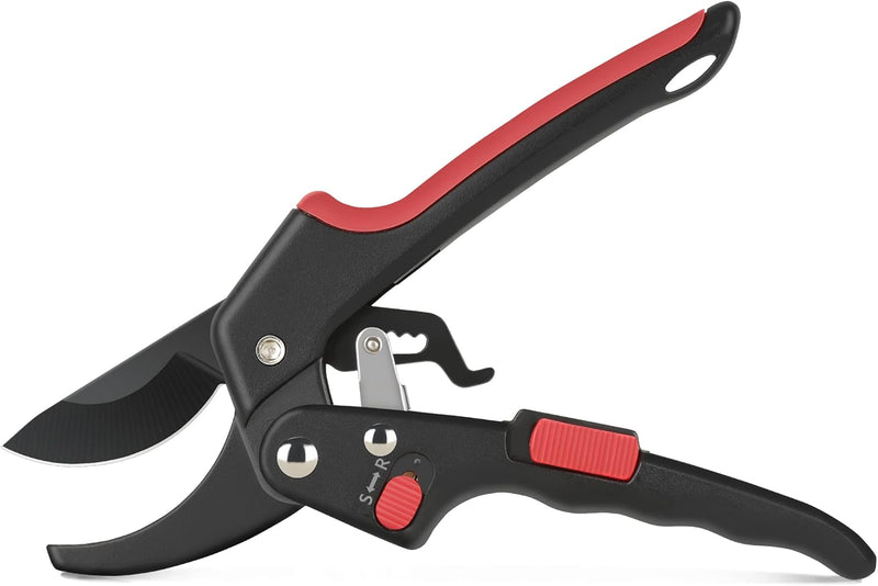 Ratchet Pruning Shears for Gardening Heavy Duty - Increases Cutting Power 3x - Perfect Ratchet Pruners for Weak Hands & Arthritis- 8” Anvil Garden Clippers - w/Extra Sharp Blade for Effortless Cutting
