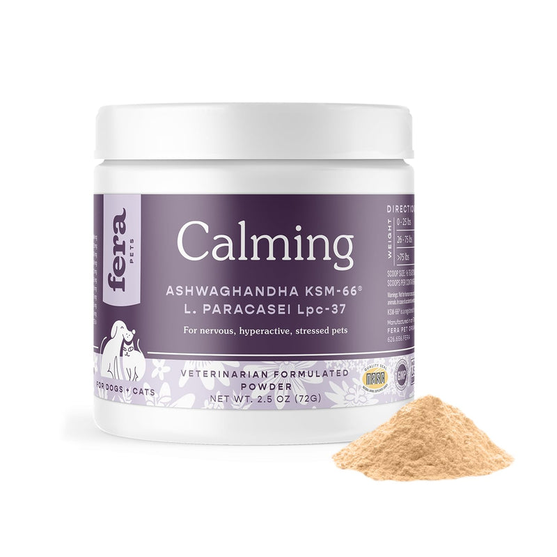 Fera Pet Organics Calming Supplement for Dogs & Cats - Vet Created - GABA & Ashwagandha Supplements Help Cat & Dog Stress or Hyperactivity -60 Scoops - PawsPlanet Australia