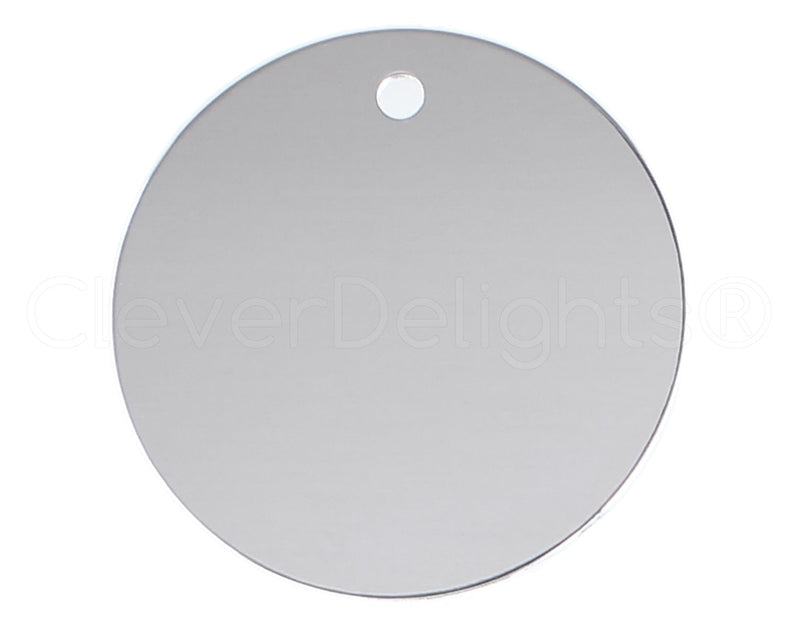 CleverDelights 1.5" Round Aluminum Stamping Blanks - 25 Pack - Shiny Anodized Finish - 18GA (.039") - 3mm Hole