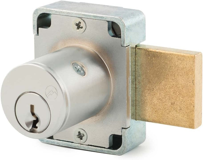Olympus Lock 100DR Deadbolt Lock | 7/8” Chrome Key US26D | NATL KA101 Easily Rekeyable Cabinet Door Lock, Keyed Alike | Grade 1 Door Locks with Keys | Deadbolt Cabinet Locks | Cabinet Lock for Doors 15/16 barrel length Common Key "101" Satin Chrome