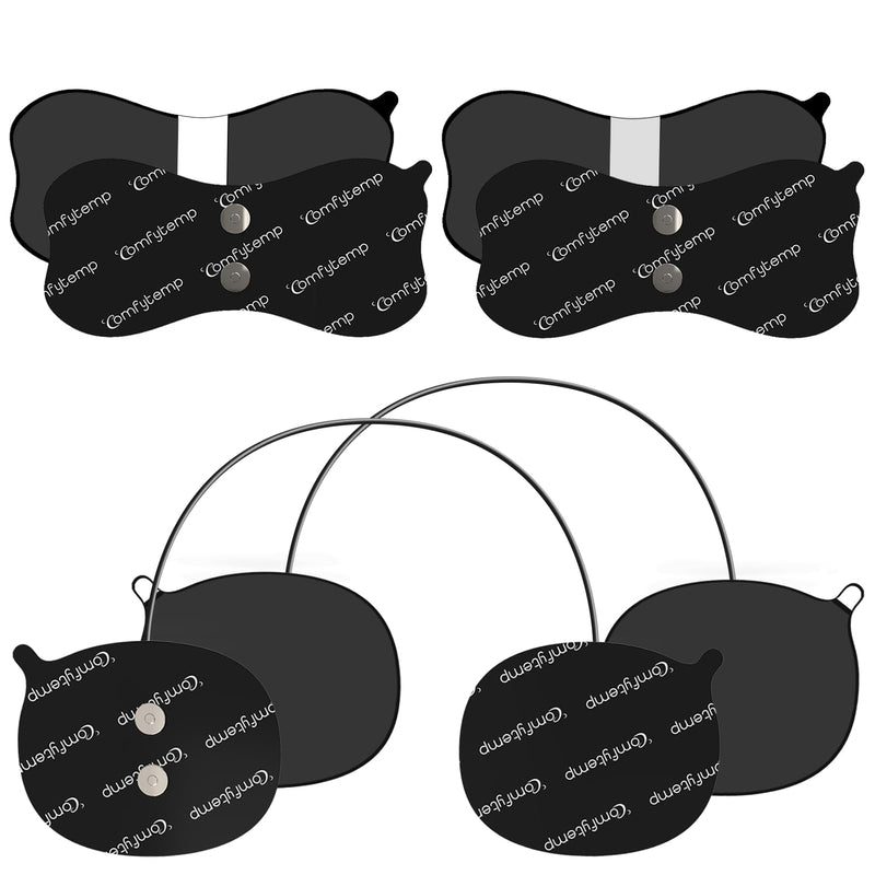 Comfytemp Official Smart TENS Unit Replacement Pads for K6108 K6133, 4 Pack FSA HSA Eligible Wireless TENS Pads,Reusable Self Adhesive Electrodes with Premium Quality, Non-Irritating Design Black