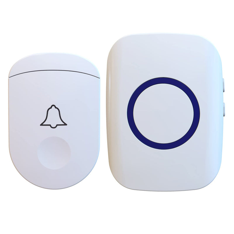 Wireless Doorbell, 1,000ft Range Loud Enough Doorbell Chime，5 Volume Levels and 52 Door Chimes With LED Flashing (White Big Button) White Big Button