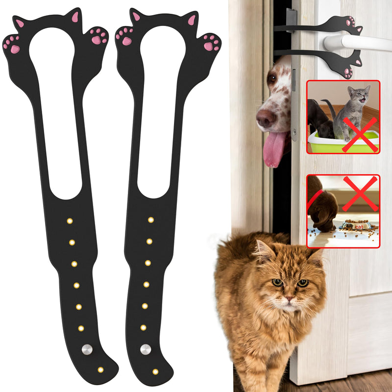 Cat Door Latch Holder,【8 Adjustable Sizes】 Stronger Flex Cat Door Stopper, Keep Door Open 1.5" to 8", Let's Cats in and Keeps Dogs Out of Litter & Food, No Tool Required & No Wall Damage 2*black